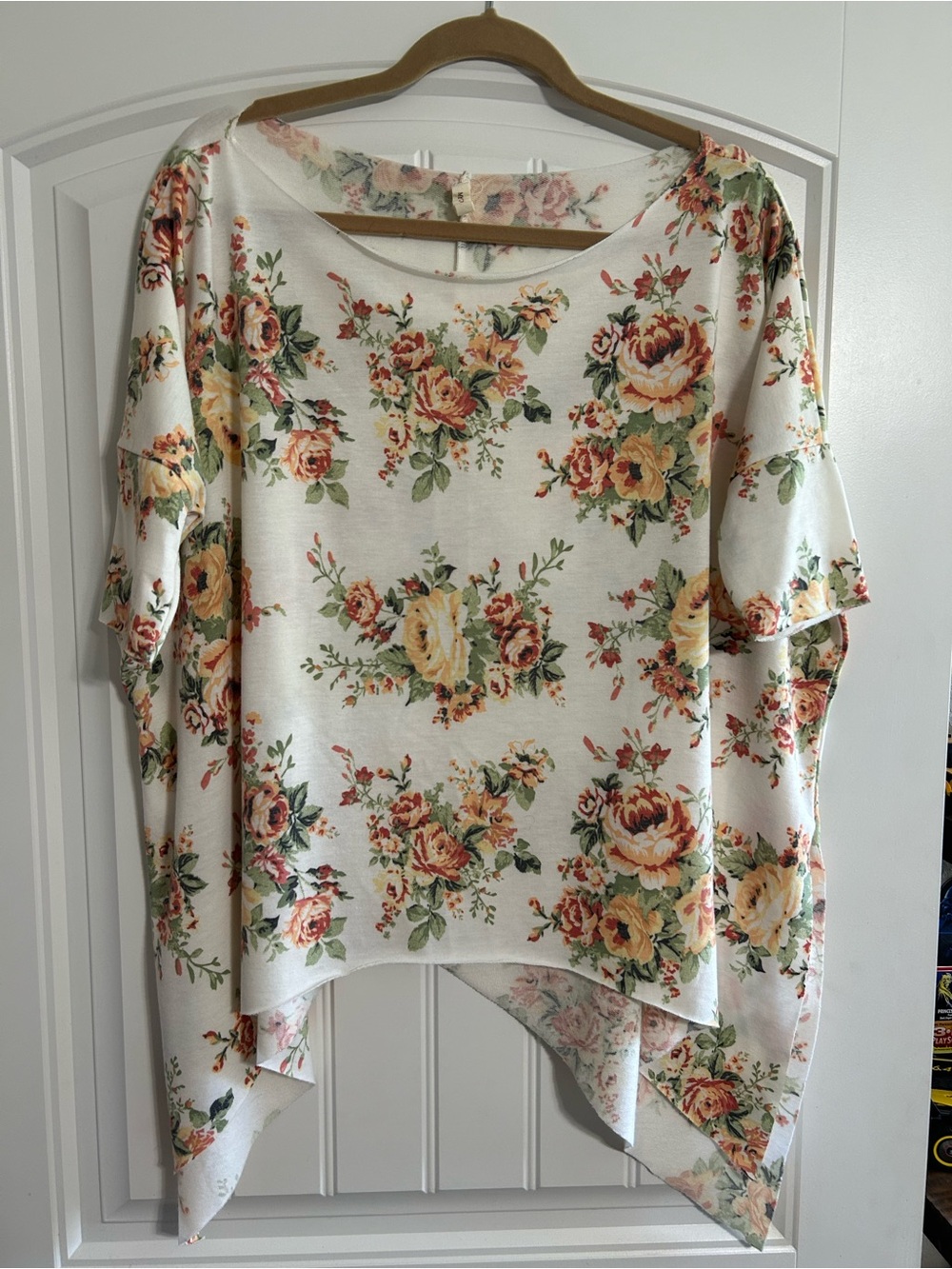 My Beloved Cream Floral Scoop-Neck Tunic